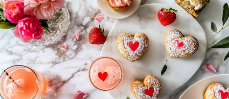Valentines Day spread on table