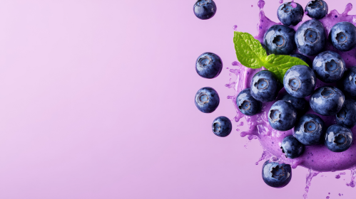 lavender background with blueberries splashing